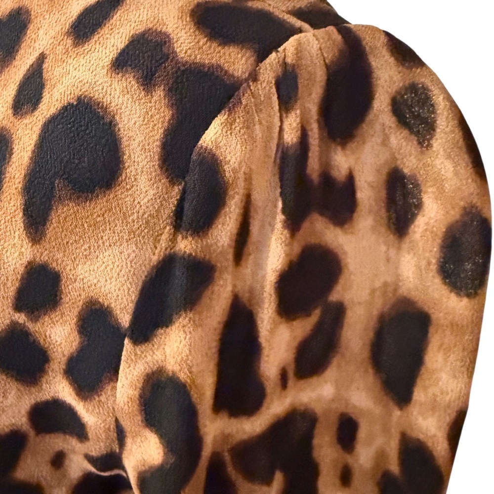 Reformation Alma Leopard Print Button Front long sleeve Midi dress. - Picture 10 of 14